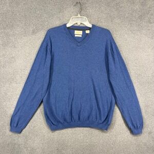 Weatherproof Men's Blue Cotton Cashmere V-Neck Sweater Size Large‎